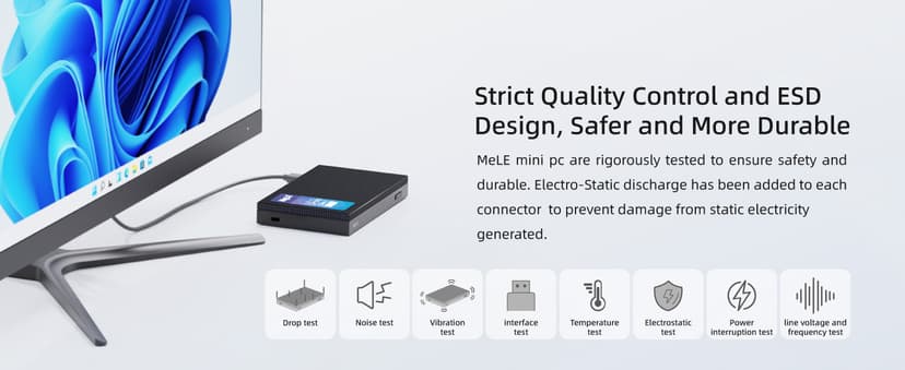 MeLE Quieter4C N150 Fanless Mini PC with Win-11-Pro,16GB RAM LPDDR5 512GB SSD Micro Desktop Computer,Dual HDMI,Support 4K Triple Display USB3.2x3,USB-C,WiFi BT5.1,Small Portable PC Industrial Business