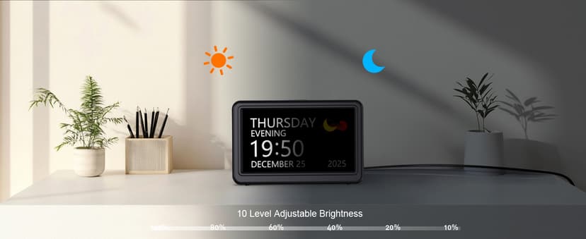 Clock with Day and Date for Elderly, 7" Large Display Digital Calendar Day Clock with 20 Custom Alarms and Medicine Reminders, 12 Display Modes, Dimmable Dementia Alzheimers Clocks for Seniors