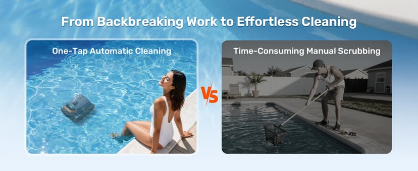 Gosvor LiteVac G1 Pool Vacuum, Wall & Waterline Cleaning, Double Filtration, 150-Min Battery Life for Smart Mode, 200-Min Battery Life for ECO Mode, Smart Navigation, with APP, Orange