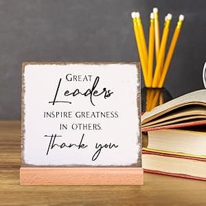 Afterprints Boss Gifts for Men Women, Thank You Acrylic Plaque, Appreciation Gifts for Boss Great Leaders Supervisor on Christmas, Retirement, Leaving, Leaders Signs with Wooden Stand