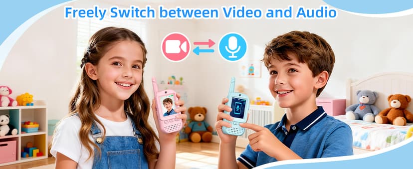 For Age 3-12 Year Old Boys Girls, HD Camera & Voice Changer, 2'' Screen, Outdoor Play Camping Hiking Family Games Video Walkie Talkies for Kids 2 Pack – Rechargeable Intercom Toys B0FZH1HXMB
