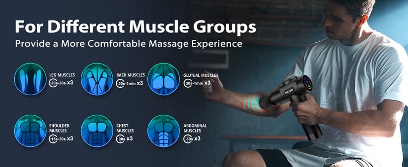 TOLOCO Massage Gun, Deep Tissue Back Massage for Athletes for Pain Relief, Percussion Massager with 10 Massages Heads & Silent Brushless Motor, Gifts for Fathers Day, Black