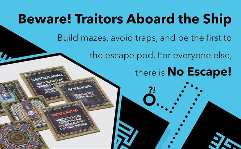 No Escape Board Game - Strategy Board Game for Adults, Family, Party - Unique Strategic Space Sabotage Traitor Maze Game with Tiles - Fun for Kids, Teenagers, Adults, 2 to 8 Players