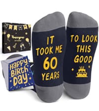 HAPPYPOP Birthday Gifts for Men - Socks for 60 Year Old Dad Grandfather with Greeting Card