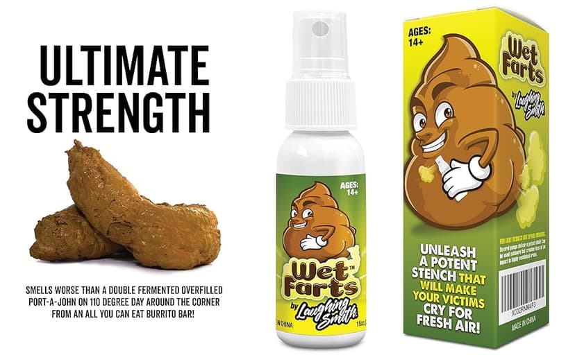 Laughing Smith - Wet Farts - Potent Stink Spray - Extra Strong Stink - Hilarious Gag Gifts & Pranks for Adults or Kids - Prank Stink Stuff - Non Toxic - Smells Like Really 'Bad' Gas B08SGZ81D5