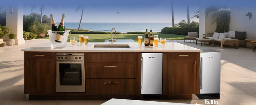 Commercial Under Counter Ice Maker Machine, 80 LBS/Day with 25 LBS Storage Bin, 15'' W Built-in & Freestanding Ice Maker, Auto-Cleaning, Ideal for Commercial Home Bar