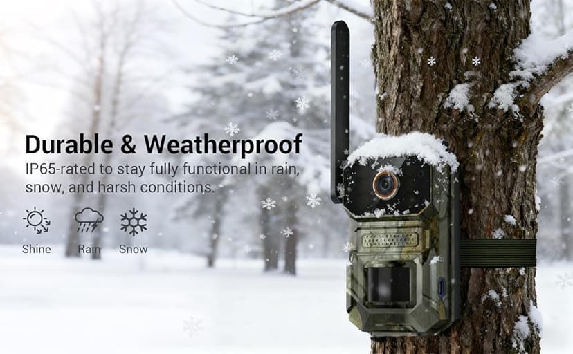 4G LTE Cellular Trail Camera with Solar Panel, 1080p Full HD Game Cameras, Live View, Night Vision, Motion Detection, 2-Way Talk, IP65, Built-in SIM Card, Unlimited Plan (Sold Separately)