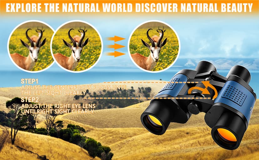 Adult Night Vision Binoculars 60x60 1000M Professional Waterproof High-Power Optical Binoculars, Suitable for Stargazing, Bird Watching, Concerts, Football, Sightseeing, Hunting, and Easy to Carry.