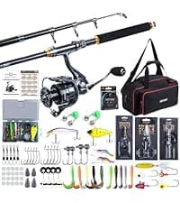 Goture Fishing Rod and Reel Combos-2PCS Telescopic Fishing Pole+2PCS Pre-Loaded Spinning Reels with Carrier Bag,1.8M-2.7M Telescopic Rod Reel Kit for Starter Travel Saltwater Freshwater,Gifts for Men