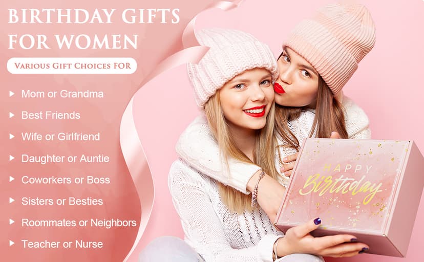 Birthday Gifts for Women Friendship, Rose Relaxing Spa Gifts Basket Set for Women, Self Care Gift Unique Happy Birthday Gifts Idea for Mom Her Best Friend Sister Wife Girlfriend Coworker Teacher Nurse