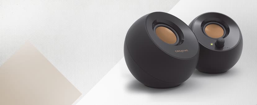 Creative Pebble 2.0 USB-Powered Desktop Speakers with Far-Field Drivers and Passive Radiators for PCs and Laptops (White)