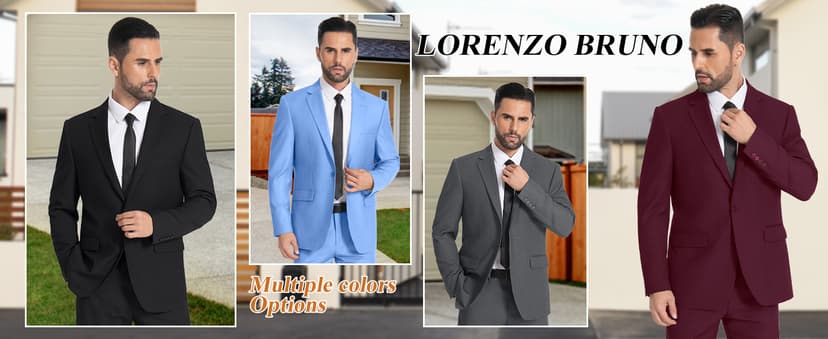 Mens Suit 2 Piece Suits for Men One Button Slim Fit Solid Jacket & Pants Tuxedo Set Business Wedding Party