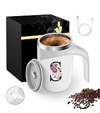 Initial Magnetic Stirring Coffee Mug Stainless Travel Cup Adult Men Guy Him Brother Dad Boyfriend Uncle Niece Best Friendship Grandpa Grandfather Husband Son Law Happy Birthday Cool Meaningful Gifts,J