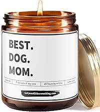 Best Dog Mom Funny Scented Candle - Dog Mom Gifts for Women for Birthday Christmas Mothers Day Thanksgiving - Birthday Gift from Dogs, Fur Mama Gift Ideas, Animal Decor - Pet Lovers Candle