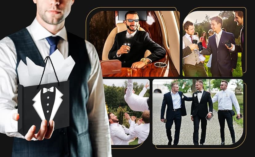 60Pcs Groomsmen Gifts Set of 6, Groomsmen Proposal Box with Flasks Sunglasses PU Leather Toiletry Bag Bottle Opener for Wedding Groomsman Best Man Gift