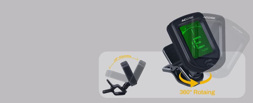 Aodsk Clip-on Guitar Tuner for String Instrument,Digital Electronic Tuner,Large Clear LCD Display,Rotatable,Suitable for Acoustic Guitar,Ukulele,Bass,Violin and Chromatic,with 10 Guitar Picks