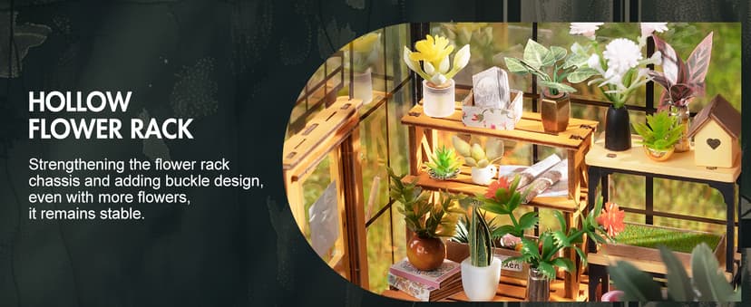 Rolife DIY Miniature House Kit Greenhouse, Tiny House Kit for Adults to Build, Mini House Making Kit with Furniture, Halloween/Christmas Decorations/Gifts for Family and Friends (Cathy's Greenhouse)