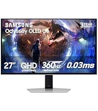 Samsung 27" Odyssey OLED G6 (G61SH) Gaming Monitor - QD-OLED, QHD (1440P), 240Hz, 0.03ms, Glare-Free, Pantone Validated, HDR10, Height-adjustable stand, OLED Safeguard, 3 Year Warranty, LS27HG612SNXZA