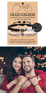 Gifts for Girlfriend Boyfriend His Her Tarsus Pinky Promise Couple Bracelets Set Morse Code Jewelry B083NCSP9Z
