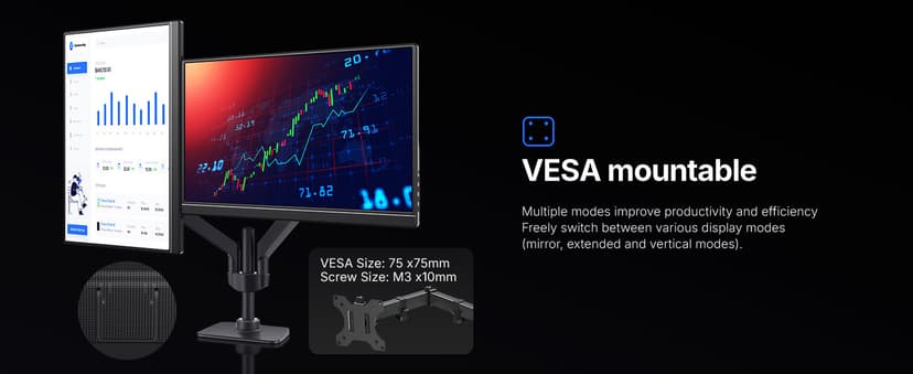 WGK 15.6 inch Portable Monitor 1080P FHD Travel Display HDMI/USB-C Compatible with Laptops, Desktops, Phones, PS, Mac, Xbox, Switch, and Other Gaming Devices Includes Stand and Speakers VESA
