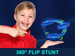 Hand Operated Flying Toy Drone for Kids, 360° Hands Free Motion Sensors Mini Drone with Cool LED Lights, Easy Indoor Small UFO Toy Flying Ball Drone for 6 7 8 9 10+ Year Old Boys and Girls (Blue)
