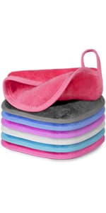 Makeup Remover Cloth, 6" x 6" Makeup Remover Towels Reusable Face Cloth for Washing Face, Makeup Remover Pads Microfiber Face Washcloth with Mesh Bag, 12 Pack, Grey