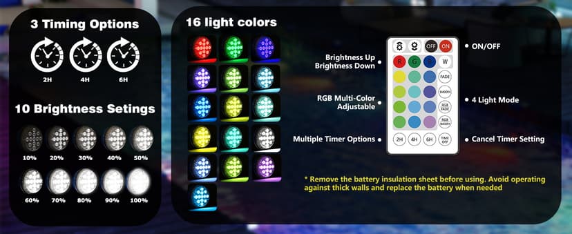 Solar Lights for Pools & Gardens - Waterproof RGB 16 Color Changing LED Lights (4Pack)