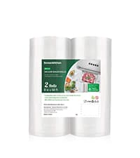 Bonsenkitchen Vacuum Sealer, Multi-Functional Food Sealer with 1 Roll Bag+ 5 Bags, Bag Storage | Built-in Cutter, Silver-Stainless steel