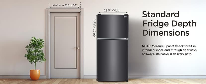 BLACK+DECKER 20.1 Cu. Ft. Top Mount Refrigerator with Ice Maker, 2-Door Refrigerator with Top Freezer, Freezer with Icemaker and Adjustable Temperature Control, BR2010JIMB, Black