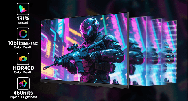 KTC 27 Inch Gaming Monitor - 2K QHD 2560 x 1440 Monitor, Up to 210Hz & 1ms, Bulit-in Speakers, Adaptive Sync, HDR400, 131% sRGB, IPS Monitors Gamer with HDMI 2.0 x 2 & DP1.4 x 2, H27T22C-3
