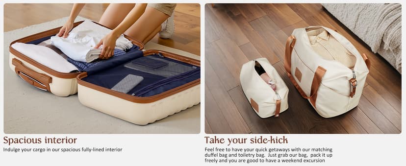 Coolife Suitcase Set 3 Piece Luggage Set Carry On Hardside Luggage with TSA Lock Spinner Wheels (White, 5 piece set)