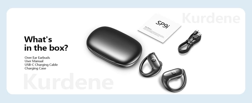 kurdene Wireless Earbuds Bluetooth Headphones Sport,Over Ear Buds with Deep Bass Sound,60Hrs Playtime Earphones Redesigned Comfort Fit with Earhooks for Running,Meeting,Workout-Black