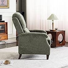 VKNOW Recliner Chair, Fabric Recliner with Soft Armrest, Home Theater Seating with Adjustable Push Back and Lumbar Support, Single Sofa for Adults, Lounge Chair for Living Room, Bedroom(Green)
