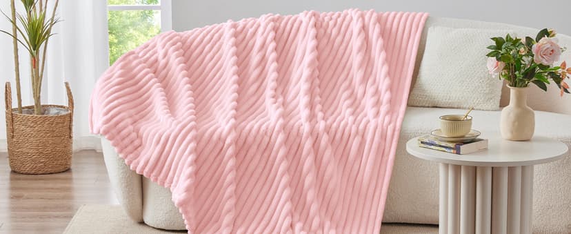 Ultra-Soft Plush Fleece, Cozy, Warm Yet Lightweight, Ribbed Texture, Home Decor, Machine Washable, Giftable, All-Season Use BEDELITE Ribbed Fleece Throw Blanket for Couch, Cream, 50"x60" B0CSFJR66V