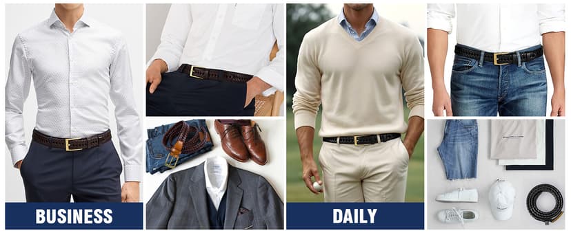 JASGOOD Men's Braided Leather Belt, Braided Woven Belt for Men Casual Jeans with Solid Strap Single Prong Buckle