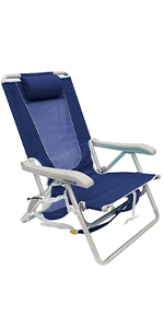 GCI Outdoor Sunshade Backpack Beach Chair | Reclining Folding Canopy Chair with Durable Armrests, Drink Holder & Carry Straps, Perfect for Beach Trips & Picnics — Saybrook Blue