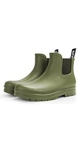 Kprm Ankle Rain Boots for Women Waterproof, Short Womens Rubber Chelsea Rainboots, Garden Shoes for Mud Barn Gardening Yard Farm Work