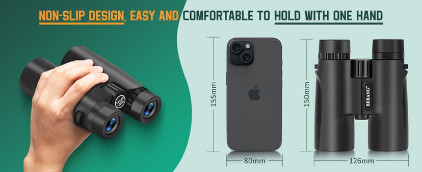 BEBANG Binoculars for Adults 10x42 High Powered Waterproof Binoculars for Bird Watching, Hunting, Travel, Stargazing, Sports, Wildlife, Bright and Clear Range of View