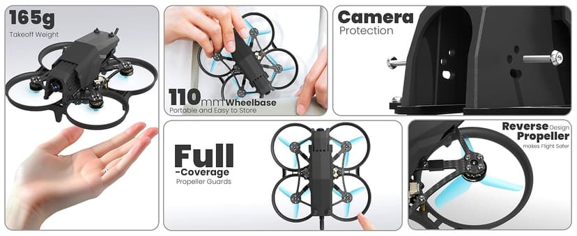 FPV Racing Drone for Beginners, F108 2.5 Inch FPV Drone Kit with Optical Flow Positioning, Equipped with T8S 8 Channel 2.4GHz RC Pocket Sized Portable Transmitter,Easy to Fly RTF FPV Drone