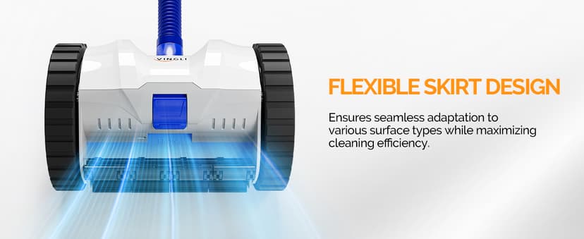 VINGLI Pool Vacuum Cleaner, Suction Side Wall-Climbing Sweeper for Ground&Inground Pools, Automatic Pool Vacuum with 39.6ft Tangle-Free Hose (Navy Blue&White)