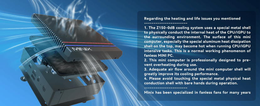 MINIX Z150-0dB Fanless Mini PC, Intel N150 (Upgraded N100), 16GB DDR4/512GB PCIe Gen3 x 4 SSD/4K Dual Display/2.5G LAN/USB-C/Windows 11 Pro/Auto Power On, for Home Office Industrial and Commercial