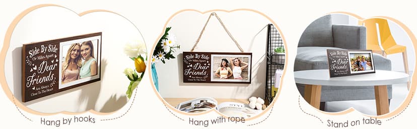 Jetec Wooden Friends Picture Frame 12 x 5.5 Inch Photo Frame Graduation Day Dear Friends Gifts Long Distance Friendship Photo Gifts(Brown)