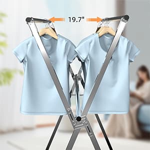 Unkqan Clothes Drying Rack,Heavy Duty Stainless Steel Garment Rack,Adjustable and Foldable Laundry Drying Rack for Indoor Outdoor Drying Rack Clothing with 20 Windproof Hooks (Silver, 79")