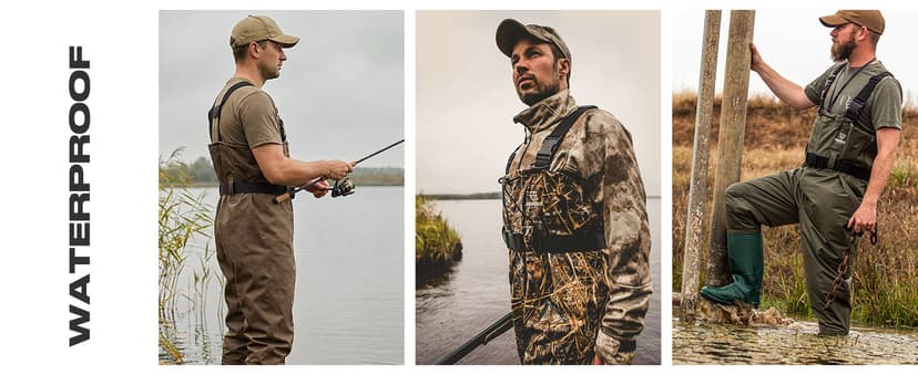 FISHINGSIR Fishing Waders for Men, 2-Ply Nylon/PVC Waterproof Women Chest Wader with Boots, Bootfoot Hunting Waders