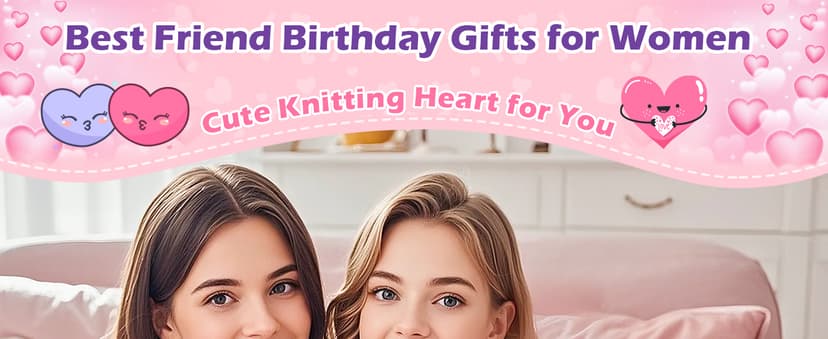 Funny Crochet Love Gifts for My Forever Best Friend,Birthday Gifts for Women Friendship,Small Cute Handmade Knitted Stuff Heart,Unique Christmas White Elephant Gift Ideas for Friends Female Bestie BFF