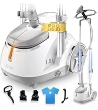 SALAV Heavy Duty Commercial Full-Size Garment Steamer with Foot Pedals and Extra Large 3L (101.5 oz) Water Tank, 1800 watts of Poweful Steam (Navy)