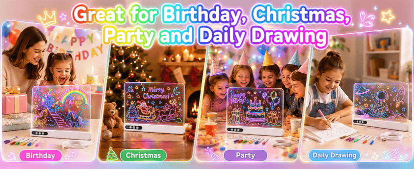 Led Drawing Board with 14 Light Effects,16" Rechargeable Glow Doodle Led Note Board with Colorful Markers,Neon Art Dry Erase Doodle Glow Drawing Tablet,Chritmas Birthday Festival Gifts for Kid (White) B0H1HPZ583