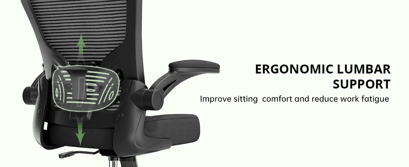 Office Chair Ergonomic Desk Chair, 330LBS Capacity, High Back Computer Chair for Long Hours Comfortable, Rolling Swivel Executive Task Chair for Home Office with Flip-up Armrests, Black
