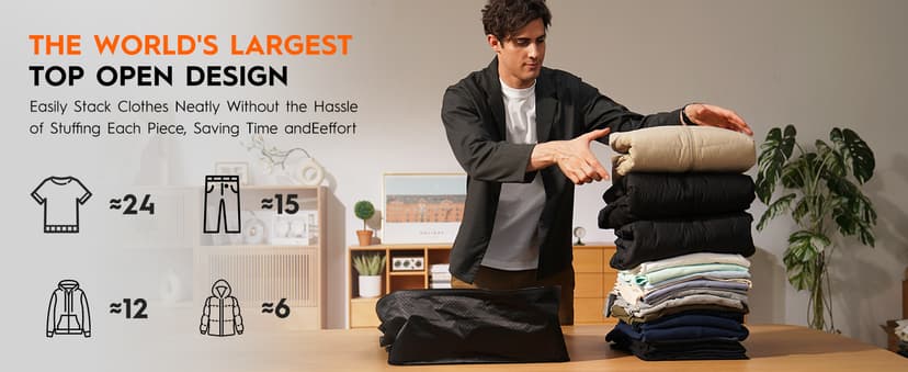 Vacuum Compression Bags with Wireless Pump – Space Saver Compression Bags for Luggage, No Checked Baggage, Triple Your Luggage Space, IP68, Reusable, Fits 20/24/28 Inch Suitcase (No Tracker)