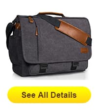 ESTARER Men's Leather Briefcase 15.6 Inch Laptop Computer Bag for Office/Business/Travel, Large Satchel Professional Pu Leather Messenger Shoulder Bag, Black